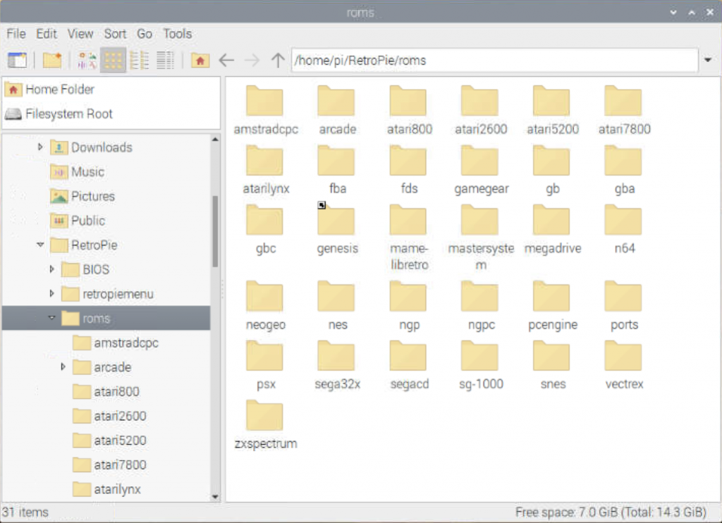RetroPie ROMs Folder